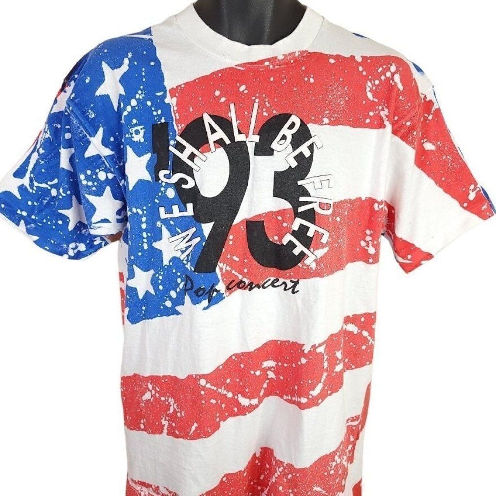 We Shall Be Free Concert T Shirt Vintage 90s 1993 American Flag All Over Print